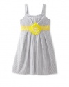 Ruby Rox Kids Girls 7-16 Seersucker Dress, Black/White/Yellow, 12