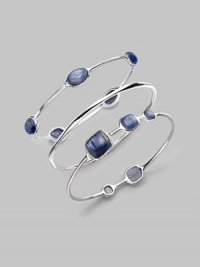 From the Scultura Collection. A delicate, pavé diamond accented style with five kyanite cabochons set in sterling silver. KyaniteDiamonds, .25 tcwSterling silverDiameter, about 2½Slip-on styleImported From the Scultura Collection. A delicate, pavé diamond accented style with five kyanite cabochons set in sterling silver. KyaniteDiamonds, .25 tcwSterling silverDiameter, about 2½Slip-on styleImported