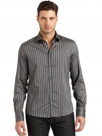 THE LOOKAllover striped designShirt collarFront button closureLong button cuff sleevesTHE MATERIAL60% cotton/30% elastane/10% acetateCARE & ORIGINDry cleanImported THE LOOKAllover striped designShirt collarFront button closureLong button cuff sleevesTHE MATERIAL60% cotton/30% elastane/10% acetateCARE & ORIGINDry cleanImported