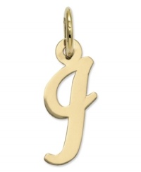 The perfect gift for Isabelle. This polished I initial charm features a pretty, small script design in 14k gold. Chain not included. Approximate length: 7/10 inch. Approximate width: 3/10 inch. The perfect gift for Isabelle. This polished I initial charm features a pretty, small script design in 14k gold. Chain not included. Approximate length: 7/10 inch. Approximate width: 3/10 inch.
