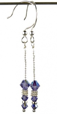 Damali SPARKLE STICKS! .925 Sterling Silver Beaded Earrings December Tanzanite Swarovski Crystal Elements are 1 1/2 Inches