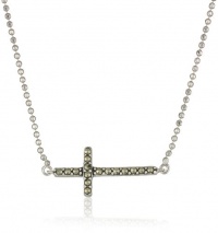 Judith Jack Reversibles Sterling Silver, Swarovski Marcasite and Crystal Side Cross Pendant Necklace Judith Jack Reversibles Sterling Silver, Swarovski Marcasite and Crystal Side Cross Pendant Necklace