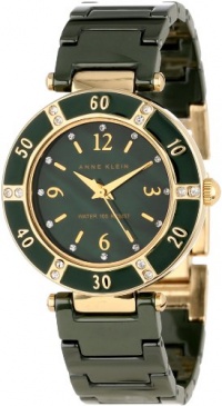 Anne Klein Women's 10/9416GMGN Swarovski Crystal Accented Gold-Tone Green Ceramic Bracelet Watch Anne Klein Women's 10/9416GMGN Swarovski Crystal Accented Gold-Tone Green Ceramic Bracelet Watch