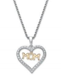 Say it from the heart this Mother's Day. This stunning heart-shaped mom pendant combines 14k gold and sterling silver with a round-cut diamond (1/10 ct. t.w.) for a piece she'll treasure forever. Approximate length: 18 inches. Approximate drop: 9/10 inch. Say it from the heart this Mother's Day. This stunning heart-shaped mom pendant combines 14k gold and sterling silver with a round-cut diamond (1/10 ct. t.w.) for a piece she'll treasure forever. Approximate length: 18 inches. Approximate drop: 9/10 inch.