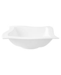 Explore new shapes for your table with the innovative New Wave salad bowl, featuring a unique, fluid silhouette crafted of premium Villeroy & Boch porcelain. Explore new shapes for your table with the innovative New Wave salad bowl, featuring a unique, fluid silhouette crafted of premium Villeroy & Boch porcelain.
