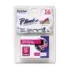 Brother Laminated Tape, 12mm (0.47 Inch), White on Berry Pink (TZeMQP35) - Retail Packaging