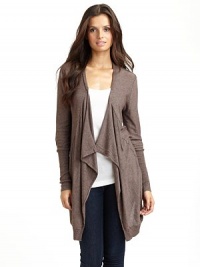 THE LOOKTonal seamsDraped, open frontBanded cuffsTHE FITAbout 36 from shoulder to hemTHE MATERIALBamboo/cashmereCARE & ORIGINHand washImportedModel shown is 5'9 (175cm) wearing US size Small. THE LOOKTonal seamsDraped, open frontBanded cuffsTHE FITAbout 36 from shoulder to hemTHE MATERIALBamboo/cashmereCARE & ORIGINHand washImportedModel shown is 5'9 (175cm) wearing US size Small.