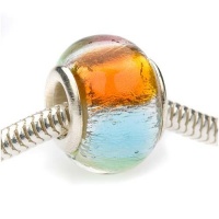 Murano Style Glass Silver Foil Lampwork Bead Fits Pandora Rainbow 14mm (1)