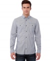 Secure a long, lean silhouette in this cool striped shirt from Buffalo David Bitton.