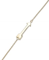 Pointing in the right direction. Studio Silver's arrow bracelet, set in 18k gold over sterling silver, takes you on a fashion-forward path. Approximate length, bracelet: 7-1/4 inches. Approximate length, arrow: 7/8 inch. Pointing in the right direction. Studio Silver's arrow bracelet, set in 18k gold over sterling silver, takes you on a fashion-forward path. Approximate length, bracelet: 7-1/4 inches. Approximate length, arrow: 7/8 inch.