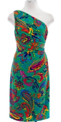 Lauren By Ralph Lauren Green Multi Jersey Floral Print One Shoulder Dress 6P Lauren By Ralph Lauren Green Multi Jersey Floral Print One Shoulder Dress 6P