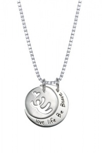 Sterling Silver Love Life Be Brave Two Piece Pendant Necklace, 18