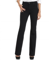 These petite straight-leg jeans from Style&co. offers a fancy yet comfy fit! An elastic waistband provides stretch and a black wash adds polish. These petite straight-leg jeans from Style&co. offers a fancy yet comfy fit! An elastic waistband provides stretch and a black wash adds polish.