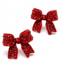 Adorable 3/4 Ribbon Bow Stud Earrings with Sparkling Red Austrian Crystals Adorable 3/4 Ribbon Bow Stud Earrings with Sparkling Red Austrian Crystals
