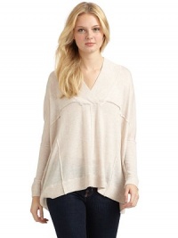 THE LOOKV-neckLoose shapeLong dolman sleevesAllover seaming detailRibbed neck, cuffs and bottom hemTHE FITAbout 28 from shoulder to hemTHE MATERIAL90% cotton/10% cashmereCARE & ORIGINDry cleanImportedModel shown is 5'10 (177cm) wearing US size Small/Medium. THE LOOKV-neckLoose shapeLong dolman sleevesAllover seaming detailRibbed neck, cuffs and bottom hemTHE FITAbout 28 from shoulder to hemTHE MATERIAL90% cotton/10% cashmereCARE & ORIGINDry cleanImportedModel shown is 5'10 (177cm) wearing US size Small/Medium.