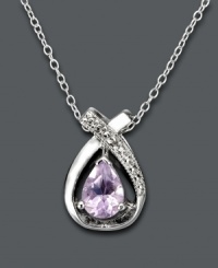 Subtle sparkle in pale pastel color. This elegant pear-shaped pendant by Victoria Townsend features an amethyst center stone (7/8 ct. t.w.) cradled in a diamond-accented sterling silver setting. Approximate length: 18 inches. Approximate drop: 5/8 inch. Subtle sparkle in pale pastel color. This elegant pear-shaped pendant by Victoria Townsend features an amethyst center stone (7/8 ct. t.w.) cradled in a diamond-accented sterling silver setting. Approximate length: 18 inches. Approximate drop: 5/8 inch.