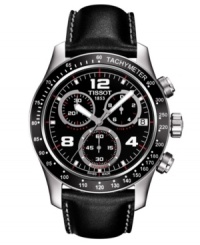 Keep moving forward with the Swiss-made accuracy of this V-8 collection watch from Tissot. Keep moving forward with the Swiss-made accuracy of this V-8 collection watch from Tissot.