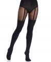 A little naughty, a little nice. Slip on these opaque-sheer tights from Pretty Polly, featuring discrete and sassy suspenders, and know you have more to show than meets the eye.