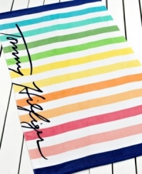 Catch some rays under the sun with the Bella Stripe beach towel at your side to keep your warm and dry after a refreshing swim. Features a stripe design in a rainbow of hues and the Tommy Hilfiger signature. Catch some rays under the sun with the Bella Stripe beach towel at your side to keep your warm and dry after a refreshing swim. Features a stripe design in a rainbow of hues and the Tommy Hilfiger signature.