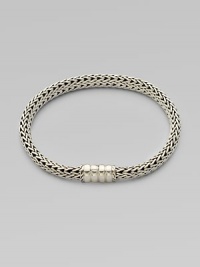 An intricately woven sterling silver chain design. Sterling silver Push clasp closure Length, about 6½ Imported An intricately woven sterling silver chain design. Sterling silver Push clasp closure Length, about 6½ Imported