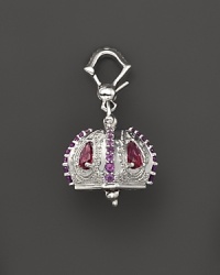 Inspired by Zen philosophy, this polished sterling silver Raja meditation bell from Paul Morelli is set with pink rhodolite and amethyst.