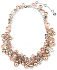 With blush tones and shimmering crystals, Givenchy's collar necklace is a versatile creation. Features glass cubic zirconia, silk glass and glass pearls. Crafted in silver tone imitation rhodium mixed metal. Approximate length: 16 inches + 3-inch extender. With blush tones and shimmering crystals, Givenchy's collar necklace is a versatile creation. Features glass cubic zirconia, silk glass and glass pearls. Crafted in silver tone imitation rhodium mixed metal. Approximate length: 16 inches + 3-inch extender.