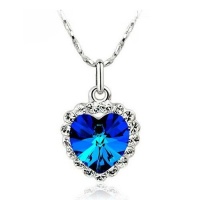 Silver Tone White Gold Swarovski Style Crystal Heart Love Pendant Necklace Silver Tone White Gold Swarovski Style Crystal Heart Love Pendant Necklace
