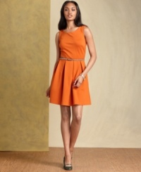 Make a sweet statement in Tommy Hilfiger's A-line dress. Crisp pleats on an classic silhouette keep this summer must-have looking polished. Make a sweet statement in Tommy Hilfiger's A-line dress. Crisp pleats on an classic silhouette keep this summer must-have looking polished.