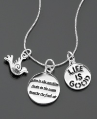 A charm pendant to remind us that life is beautiful, in sterling silver. Approximate length: 18 inches. Approximate drop: 3/4 inch. A charm pendant to remind us that life is beautiful, in sterling silver. Approximate length: 18 inches. Approximate drop: 3/4 inch.