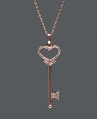 Give her your whole heart this season. Effy Collection's symbolic and stylish key pendant features a chic, cut-out design decorated with sparkling, round-cut diamonds (1/5 ct. t.w.). Crafted in 14k rose gold. Approximate length: 18 inches. Approximate drop: 1-3/4 inches. Give her your whole heart this season. Effy Collection's symbolic and stylish key pendant features a chic, cut-out design decorated with sparkling, round-cut diamonds (1/5 ct. t.w.). Crafted in 14k rose gold. Approximate length: 18 inches. Approximate drop: 1-3/4 inches.
