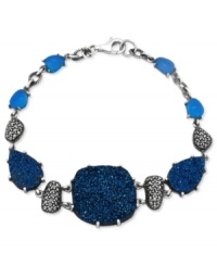 Go bold in blue. Genevieve & Grace's link bracelet, set in sterling silver, dazzles with blue druzy and triangular-cut agate (7 mm x 6 mm). Approximate length: 7-1/4 inches. Approximate width: 7/8 inch. Go bold in blue. Genevieve & Grace's link bracelet, set in sterling silver, dazzles with blue druzy and triangular-cut agate (7 mm x 6 mm). Approximate length: 7-1/4 inches. Approximate width: 7/8 inch.