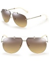 Chic rimless aviator sunglasses with an ivory-toned top bar and arms for eye-catching style.