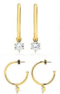 Juicy Couture Earrings Solitaire Charmy Hoops w Crystal Solitaire Charm (Gold) Juicy Couture Earrings Solitaire Charmy Hoops w Crystal Solitaire Charm (Gold)