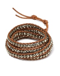 Simple yet eclectic. This Chan Luu leather wrap bracelet refines bohemian style with its mix of semi-precious gemstones and striking crystals. Simple yet eclectic. This Chan Luu leather wrap bracelet refines bohemian style with its mix of semi-precious gemstones and striking crystals.