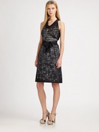 The quintessential combination of printed stretch cotton and solid stretch silk, this sheath also features a waist-defining self-tie belt. Halter necklineSleevelessSelf-tie beltClosure at keyhole backAbout 25 from natural waistPrinted bodice: 97% cotton/3% elastane; solid: 94% silk/6% elastaneDry cleanImported Model shown is 5'10½ (179cm) wearing US size 4. The quintessential combination of printed stretch cotton and solid stretch silk, this sheath also features a waist-defining self-tie belt. Halter necklineSleevelessSelf-tie beltClosure at keyhole backAbout 25 from natural waistPrinted bodice: 97% cotton/3% elastane; solid: 94% silk/6% elastaneDry cleanImported Model shown is 5'10½ (179cm) wearing US size 4.