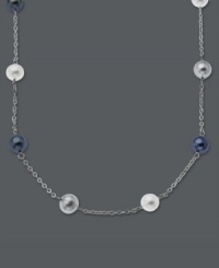 Elegance and refinement. This delicate illusion necklace features multicolored cultured freshwater pearls (7 mm) in white, grey, and blue hues. Chain crafted in 14k white gold. Approximate length: 17 inches. Elegance and refinement. This delicate illusion necklace features multicolored cultured freshwater pearls (7 mm) in white, grey, and blue hues. Chain crafted in 14k white gold. Approximate length: 17 inches.