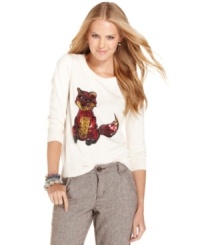 Go wild! A sequined fox adds fun, animal-lovin' style to this sweater from Sweater Project. Go wild! A sequined fox adds fun, animal-lovin' style to this sweater from Sweater Project.