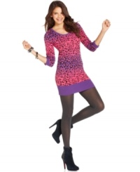 Sweater Project totally gets that style should be fun! Designed in the brightest animal-print, this knit tunic makes a fearless style statement for fall. Sweater Project totally gets that style should be fun! Designed in the brightest animal-print, this knit tunic makes a fearless style statement for fall.