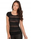 GUESS Lilly Short-Sleeve Top, JET BLACK (SMALL)