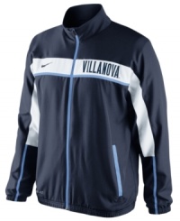 Turn up the volume and make the support of your favorite NCAA team loud and clear with this Villanova Wildcats jacket featuring Dri-Fit technology from Nike. Turn up the volume and make the support of your favorite NCAA team loud and clear with this Villanova Wildcats jacket featuring Dri-Fit technology from Nike.