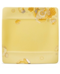 Bright and sunny, the yellow Modern Grace Peonia salad plate flowers in polished platinum and gold. A fresh square shape rendered in Villeroy & Boch china creates a distinct table setting for contemporary dining. Bright and sunny, the yellow Modern Grace Peonia salad plate flowers in polished platinum and gold. A fresh square shape rendered in Villeroy & Boch china creates a distinct table setting for contemporary dining.