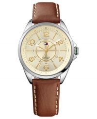 The look of supple leather makes this accurate watch from Tommy Hilfiger one to admire. The look of supple leather makes this accurate watch from Tommy Hilfiger one to admire.