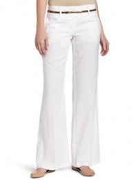XOXO Juniors Multi Stitched Wide Leg Linen Pant, White, 0 XOXO Juniors Multi Stitched Wide Leg Linen Pant, White, 0