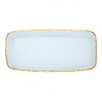 After a hammered edge is carefully created around this richly textured party tray, craftsmen hand-paint an opulent band of platinum for a breathtaking finish.