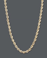 Lasso in a new, stylish look. Necklace features a hollow rope chain crafted in 14k gold. Approximate length: 20 inches. Approximate width: 1.88 mm. Lasso in a new, stylish look. Necklace features a hollow rope chain crafted in 14k gold. Approximate length: 20 inches. Approximate width: 1.88 mm.