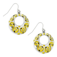 Inox Womens Canary Yellow Swirl Design Resin Stainless 316L Steel Earrings Inox Womens Canary Yellow Swirl Design Resin Stainless 316L Steel Earrings