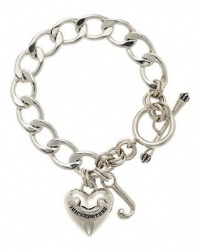 Juicy Couture Silver Starter Charm Bracelet w J Juicy Banner Puffed Heart Charms YJRU2484 Juicy Couture Silver Starter Charm Bracelet w J Juicy Banner Puffed Heart Charms YJRU2484