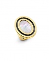 THE LOOKOval bull's eye designMother of pearl and enamel details18k electroplated goldAdjustable styleTHE MEASUREMENTAccent length, about 1¾ORIGINMade in Italy