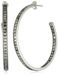 Judith Jack Square Cut Sterling Silver and Square Cut 50 MM Gemstone Hoop Earrings Judith Jack Square Cut Sterling Silver and Square Cut 50 MM Gemstone Hoop Earrings