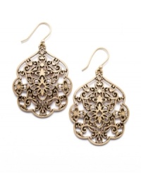 Inspired by butterflies, Lucky Brand's bohemian drops let your free-spirited side shine. Crafted in gold tone mixed metal, cut-out filigree creates a pretty pattern. Approximate drop: 2 inches. Inspired by butterflies, Lucky Brand's bohemian drops let your free-spirited side shine. Crafted in gold tone mixed metal, cut-out filigree creates a pretty pattern. Approximate drop: 2 inches.